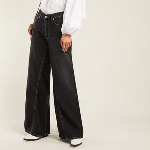 NWT Ganni Rienzi wide leg jeans in black size 28